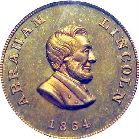 652  -  AL 1864-31B  NGC MS64 Abraham Lincoln Political Campaign token