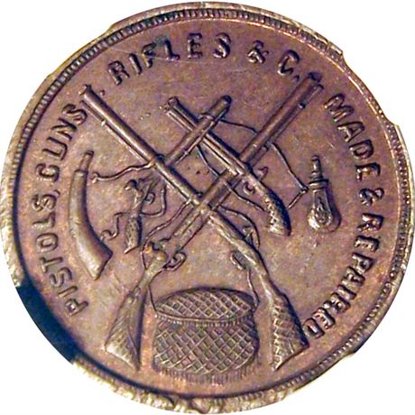154  -  IL150BG-1a R4 NGC MS62 BN Gunsmith Chicago Illinois Civil War token