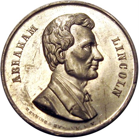 644  -  AL 1860-08 WM  Raw AU Abraham Lincoln Political Campaign token