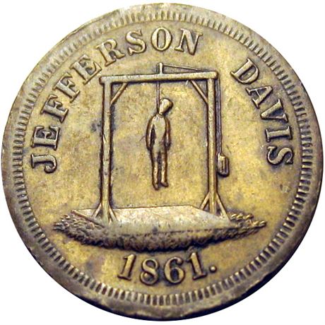 649  -  C 1861-13 Br  Raw EF Details Jefferson Davis Hanging Political token