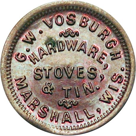 354  -  WI435B-1a R5 Raw MS62 Marshall Wisconsin Civil War token