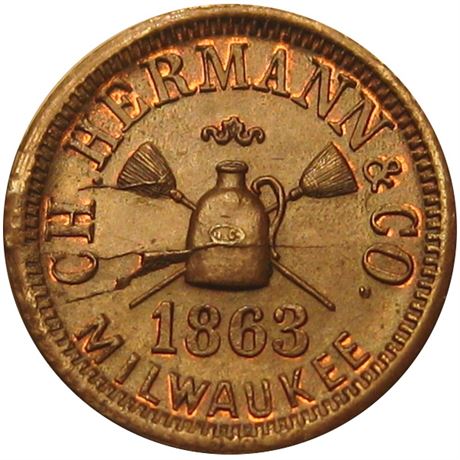 359  -  WI510 R-5a1 R8 Raw MS63 Milwaukee Wisconsin Civil War token