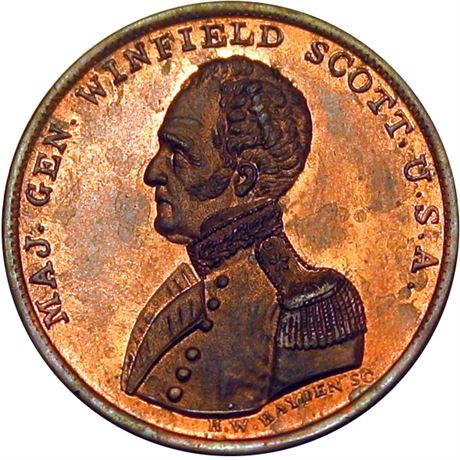 476  -  WS 1852-12 CU  Raw MS64 Winfield Scott Political Campaign token