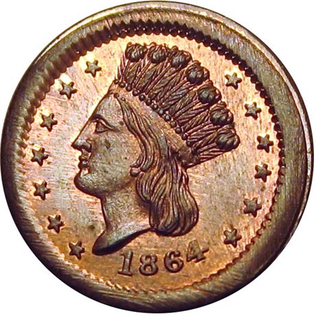 15  -   56/161 a R5 NGC MS66 RB  Patriotic Civil War token