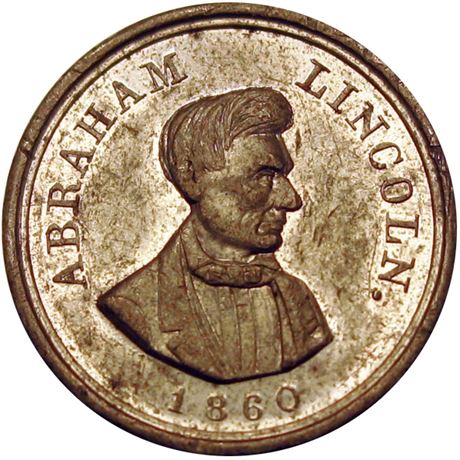 485  -  AL 1860-56 WM  Raw AU+ Abraham Lincoln Political Campaign token