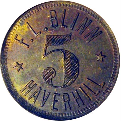 410  -  RULAU Ma Hv 2  NGC MS63 BN Haverhill Massachusetts Merchant token