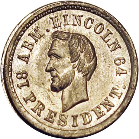 39  -  124/201 e R9 NGC MS63 1864 Abraham Lincoln Patriotic Civil War token