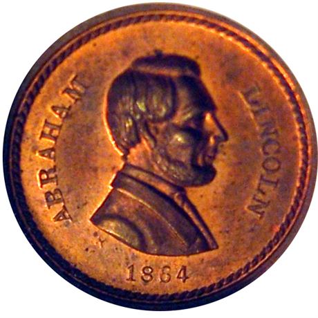 35  -  116/129 a R9 NGC MS64 RB Washington / Lincoln Patriotic Civil War token