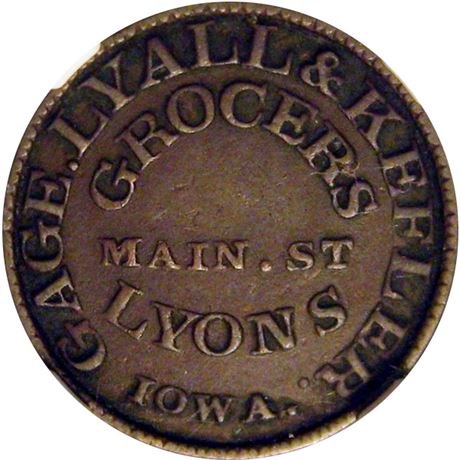 134  -  IA570A-1a R6 NGC XF45 BN Lyons Iowa Civil War token