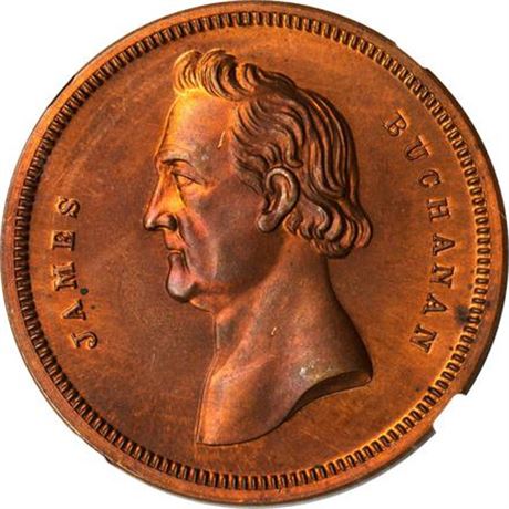 477  -  JB 1856-08 CU  NGC MS67 RB James Buchanan Political Campaign token