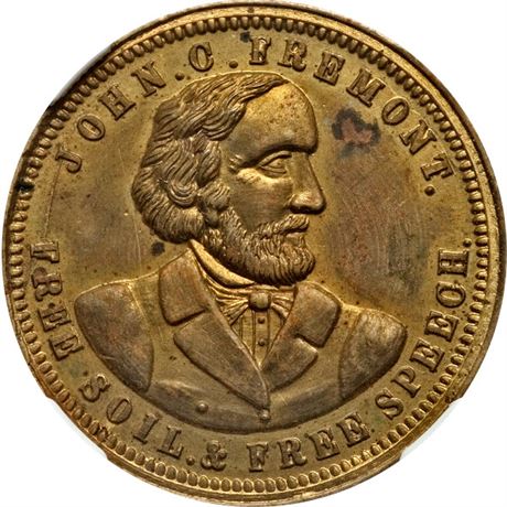 478  -  JF 1856-10 BR  NGC MS62 John Fremont Political Campaign token