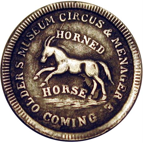539  -  Olders Horned Horse  Raw VF Independence Iowa Unlisted Circus token