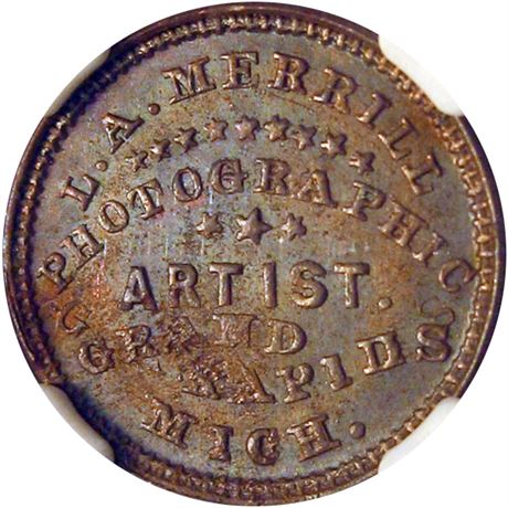 154  -  MI370G-2a R8 NGC MS63 BN Grand Rapids Michigan Civil War token