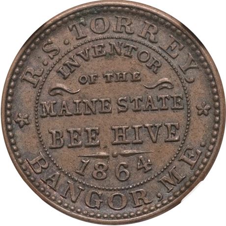 137  -  ME100A-2a R3 NGC MS64 BN Bangor Maine Civil War token