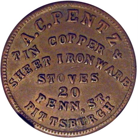 241  -  PA765O-1a R5 NGC AU58 BN Pittsburgh Pennsylvania Civil War token