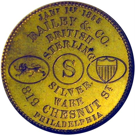 431  -  MILLER PA  32  NGC MS63 Bailey Philadelphia New York Merchant token
