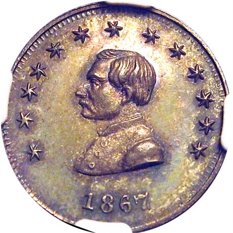 221  -  PA750B-2f R9 NGC MS63 Silver Philadelphia Pennsylvania Civil War token