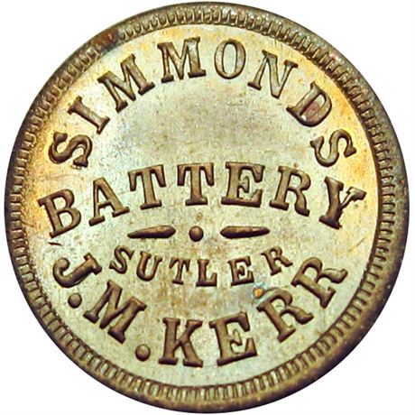 87  -  KY-01-50B R9 NGC MS65 Kentucky Simmonds Battery Civil War Sutler token