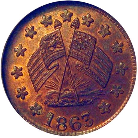 224  -  PA750D-2a R4 NGC MS64 RB Philadelphia Pennsylvania Civil War token