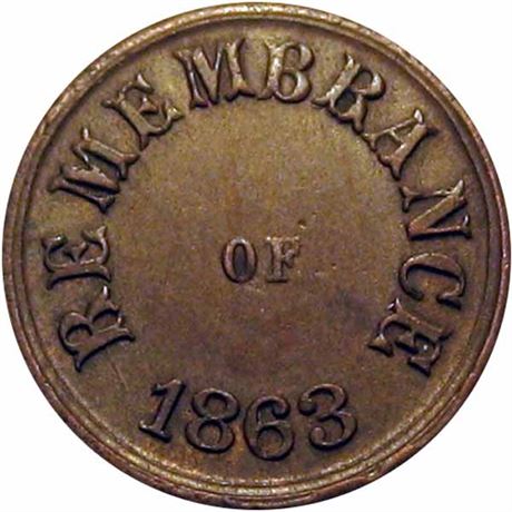 59  -  244/0 a R9 Raw AU Blank Reverse Mint Error Patriotic Civil War token