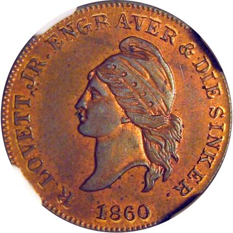 456  -  MILLER PA 353  NGC MS64 RB Lovett Philadelphia PA Merchant token