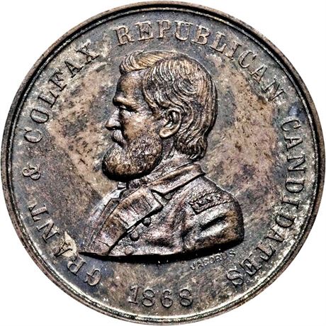 494  -  USG 1868-15 Silver  NGC MS62 U. S. Grant Political Campaign token