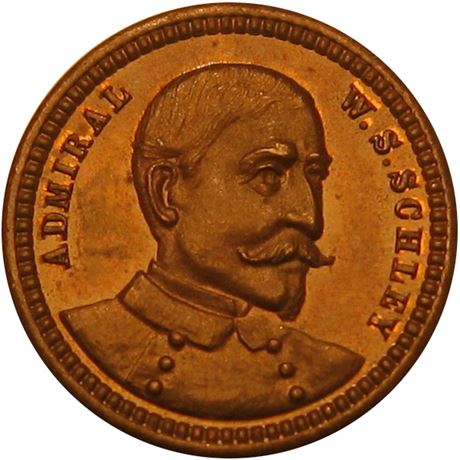 522  -  Admiral W. S. Schley Santiago  Raw MS63 1898 Spanish American War token