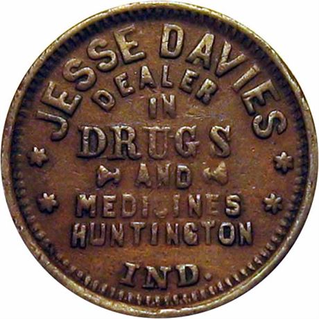 117  -  IN430D-2a R5 Raw VF Druggist Huntington Indiana Civil War token