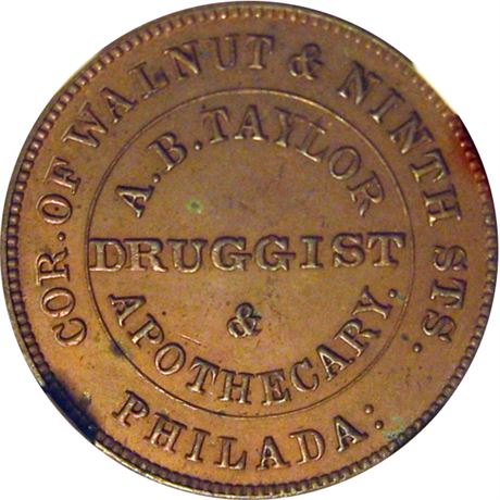 462  -  MILLER PA 508  NGC MS65 BN Druggist Philadelphia PA Merchant token
