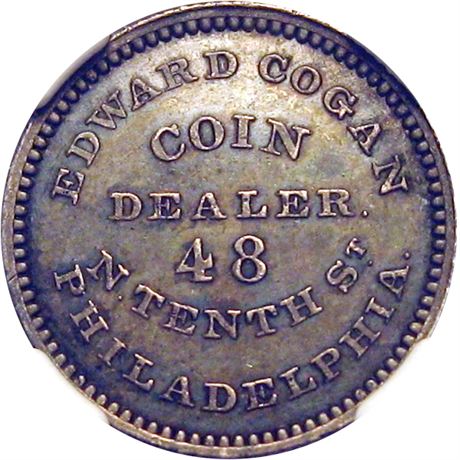 436  -  MILLER PA  90F  NGC MS64 Silver Cogan Philadelphia PA Merchant token