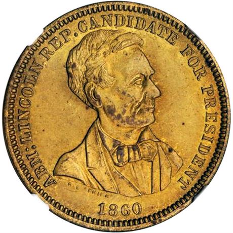 483  -  AL 1860-52 BR  NGC MS63 Abraham Lincoln Political Campaign token