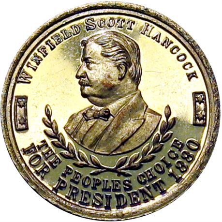 951  -  WSH 1880-2 BR  Raw MS63 Winfield Scott Hancock Political Campaign token