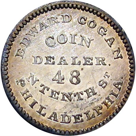 815  -  MILLER PA  90E  Raw AU Coin Dealer Philadelphia PA Merchant token