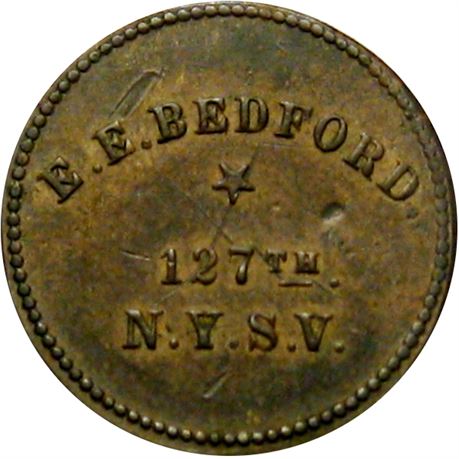 175  -  NY-127-5B R9 Raw AU Details 127th New York Civil War Sutler token