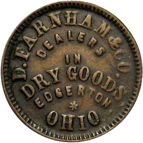 284  -  OH270A-4a R6 Raw VF Edgerton Ohio Civil War token