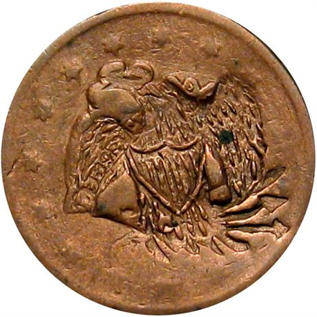 467  -  (Lage Eagle) on obverse of 1837 Large Cent  Raw VF
