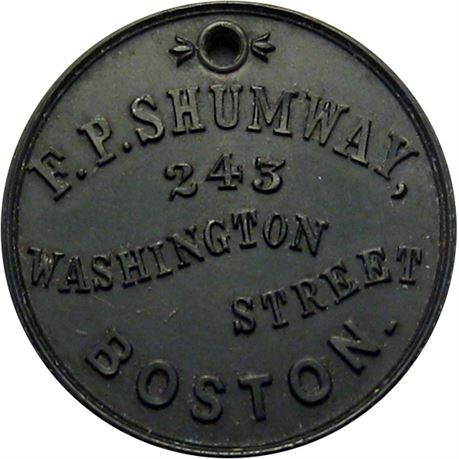 219  -  MA115Fa-1h R6 Raw MS62 Hard Rubber Boston Massachusetts Civil War token