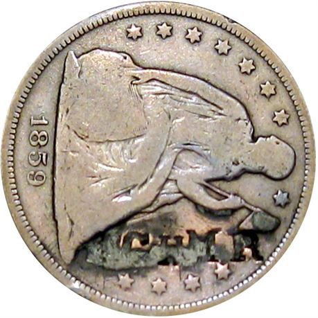 398  -  NCHMR on obverse and LG on reverse of 1859-O Dollar  Raw FINE