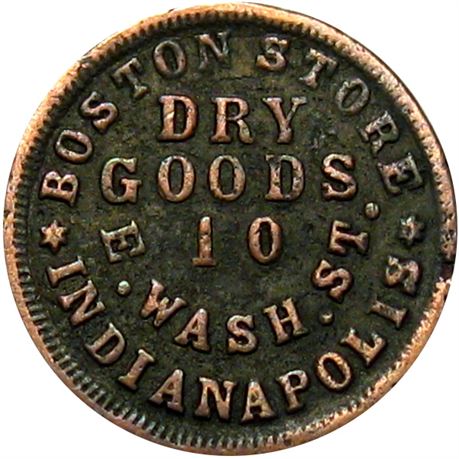 202  -  IN460B-2a R8 Raw VF Details Indianapolis Indiana Civil War token