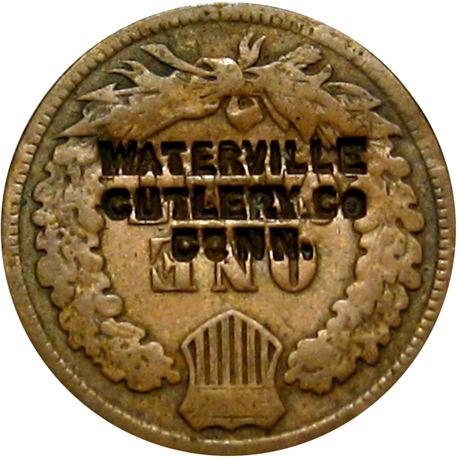463  -  WATERVILLE / CUTLERY Co / CONN. on reverse of 1881 Cent  Raw EF