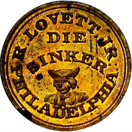 865  -  MILLER PA 350  Raw MS62 Robert Lovett Philadelphia Merchant token
