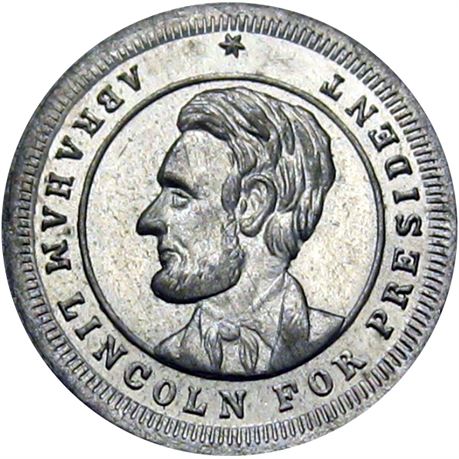 927  -  AL 1864-37 Svd BR  Raw MS64 Abraham Lincoln Political Campaign token