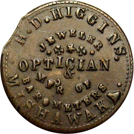205  -  IN630A- 4a R7 Raw EF+ Optician Mishawaka Indiana Civil War token