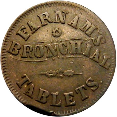 235  -  MI450D-1a R8 Raw VF Bronchial Tablets Hillsdale Michigan Civil War token