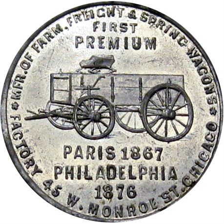 563  -  MILLER IL 30  Raw MS62 Pioneer Wagon Chicago Illinois Merchant token