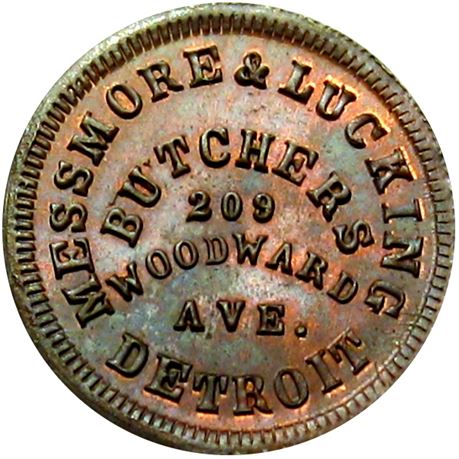 230  -  MI225AY-2a R7 Raw MS62 Detroit Michigan Civil War token