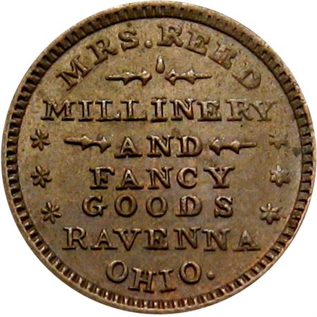 292  -  OH765D-1a R5 Raw AU Female Ravenna Ohio Civil War token