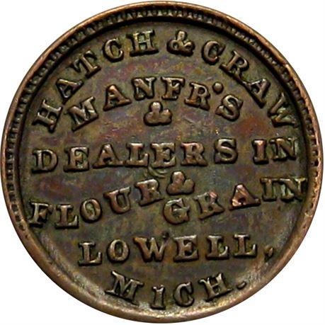 241  -  MI580B-4a R5 Raw EF Lowell Michigan Civil War token
