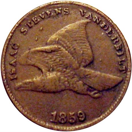 736  -  MILLER NY  932  Raw EF 1859 Flying Eagle New York City Merchant token