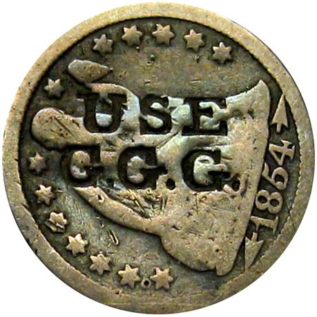 368  -  USE / G.G.G. on the obverse of an 1854 Dime  Raw VF